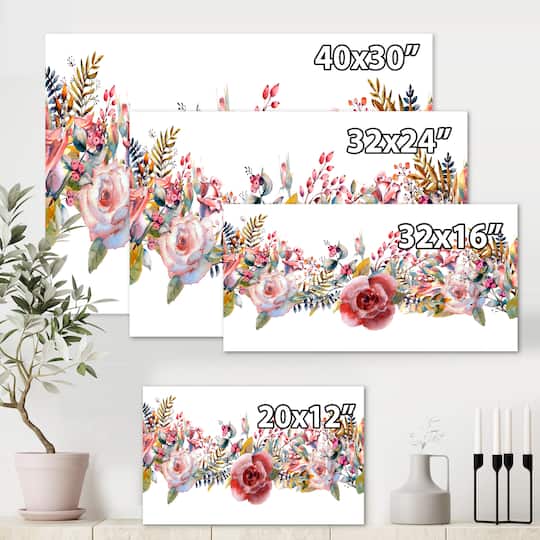 Designart - Pink Roses and Wildflower